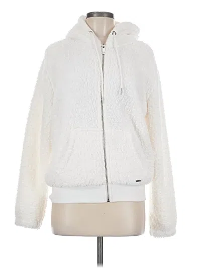 Pre-owned Andrew Marc Zip Up Hoodie In White