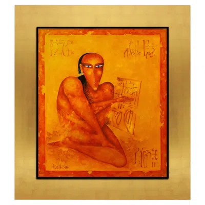 Pre-owned Andrew Ryabov Oil On Canvas Contemporary Painting "glance From Eternity" In Golden Frame 2000 In Brown