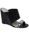 Andrew Stevens Geneva Leather Wedge Sandal In Black