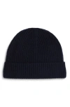 Andrew Stewart Cashmere Ribbed Beanie In 410nvy