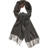 Andrew Stewart Chalk Stripe Reversible Double Face Cashmere Scarf In Charcoal