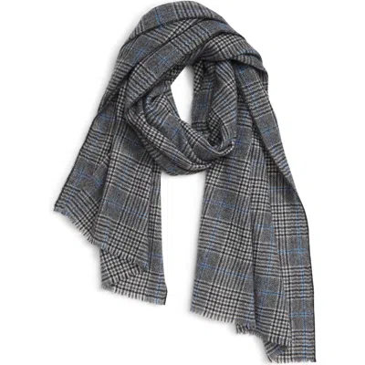 Andrew Stewart Glen Plaid Cashmere Scarf In Grey/black