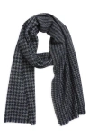 Andrew Stewart Houndstooth Cashmere Scarf In Black