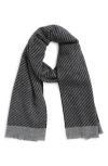 Andrew Stewart Houndstooth Cashmere Scarf In Gray
