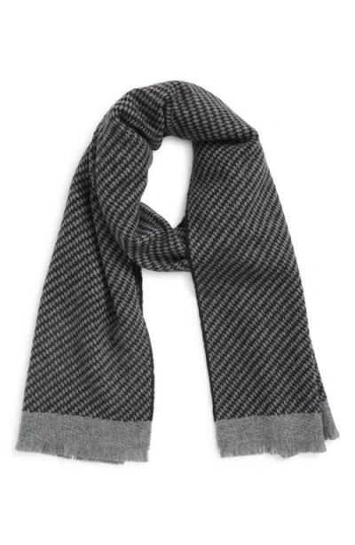 Andrew Stewart Houndstooth Cashmere Scarf In Gray