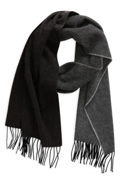 Andrew Stewart Ombré Herringbone Cashmere Scarf In Black