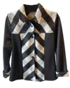 Andria Lieu Striped Blazer Jacket In Black/white In Multi