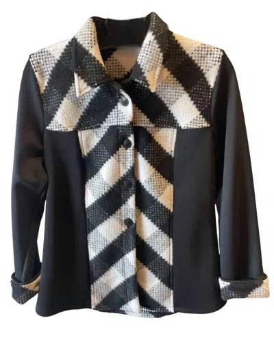Andria Lieu Striped Blazer Jacket In Black/white In Multi