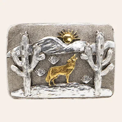 Andwest Gold & Silver Desert Coyote Belt Buckle