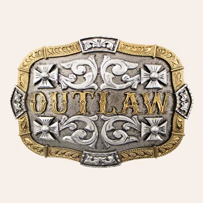 Andwest Gold & Silver Outlaw Western Belt Buckle