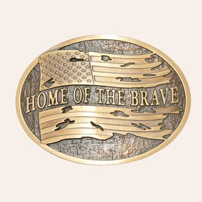 Andwest Home Of The Brave Antique Brass Belt Buckle In Brown