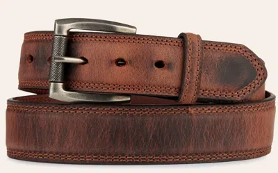 Andwest Men's Tan Leather With Knurled Roller Buckle Western Belt In Brown