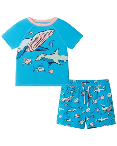 Andy & Evan 2pc Aqua Deep Sea Graphic Rashguard Set In Blue