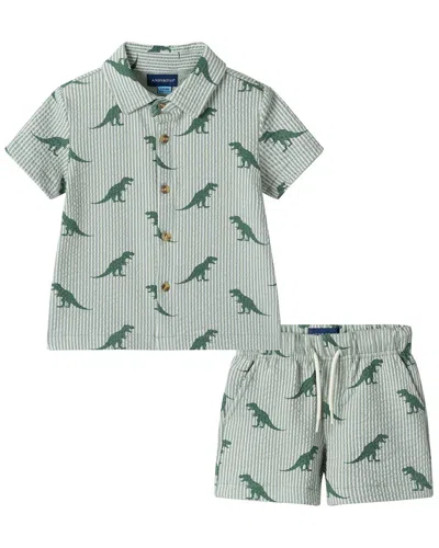 Andy & Evan Kids' 2pc Dino Shirt & Short Set In Green