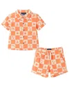Andy & Evan 2pc Printed Check Textured Short Set In Multi