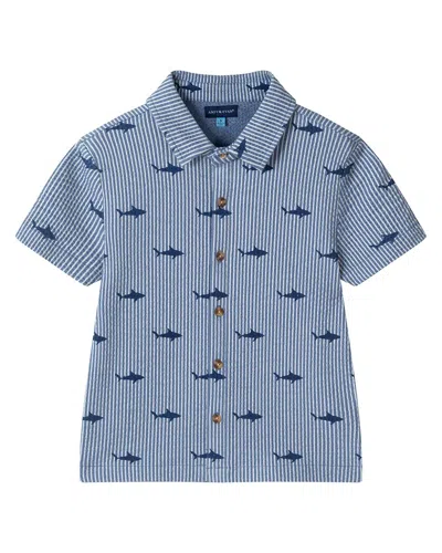 Andy & Evan 2pc Stripe Shark Shirt & Pant Set In Blue