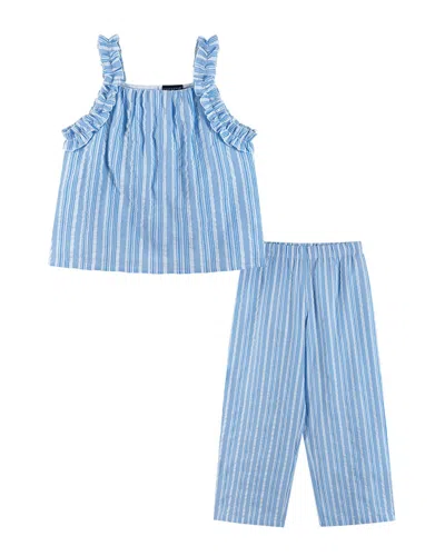 Andy & Evan Kids' 2pc Stripe Top & Pant Set In Blue