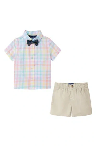 Andy & Evan Babies'  3-piece Plaid Shirt, Shorts & Bow Tie Set In Multi