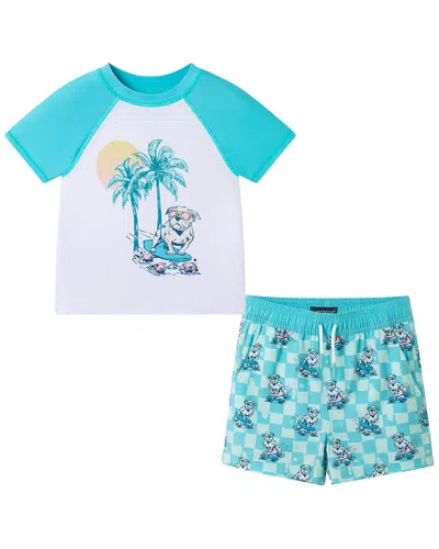 Andy & Evan Aqua Skating Dog Rashguard Set In Multi