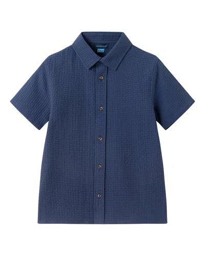 Andy & Evan Basket Weave Shirt In Blue