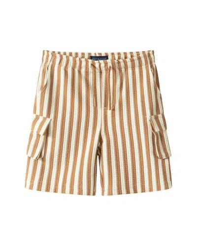 Andy & Evan Beige Striped Quilted Short In Multi