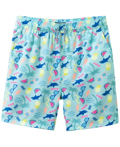 Andy & Evan Kids' Boys' 2t-8 Comfort-stretch Lined Swim Trunks In Blue