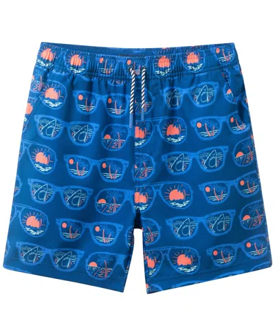 Andy & Evan Kids' Boys' 8-18 Striped Swim Trunks In Blue