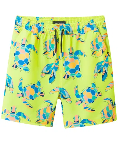 Andy & Evan Kids' Boys' 8-18 Striped Swim Trunks In Green