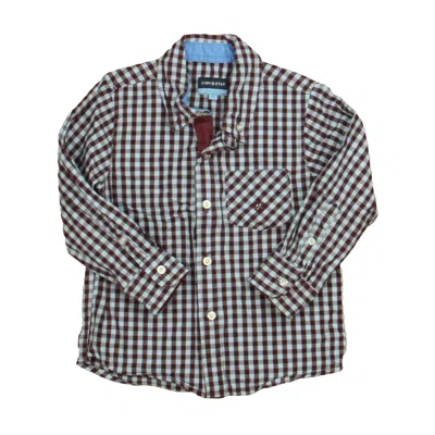 Pre-owned Andy & Evan Kids' Boys Blue Brown Check Button Down Long Sleeve