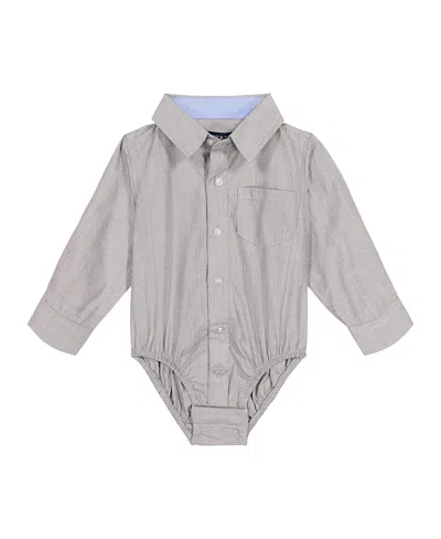 Andy & Evan Boys' Chambray Button-down Shirtzie - Baby In Gray
