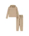 Andy & Evan Boys' Embossed Hooded Sweatshirt & Bottom Set - Little Kid In Brown