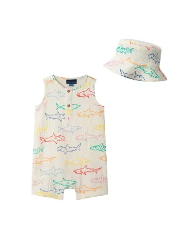 Andy & Evan Boys' Henley Romper & Hat Set - Baby In Multi