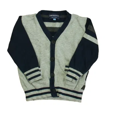 Pre-owned Andy & Evan Kids' Boys Navy Gray Cardigan In Blue