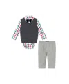 Andy & Evan Boys' Plaid Buttondown Sweater Vest & Bowtie - Baby In White Plaid