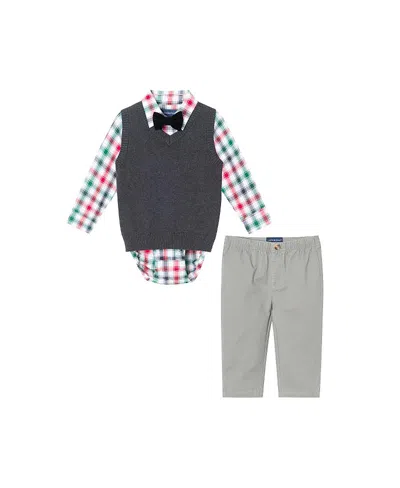 Andy & Evan Boys' Plaid Buttondown Sweater Vest & Bowtie - Baby In White Plaid