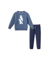 Andy & Evan Kids' Appliqué Crewneck Sweatshirt & Joggers Set In Blue