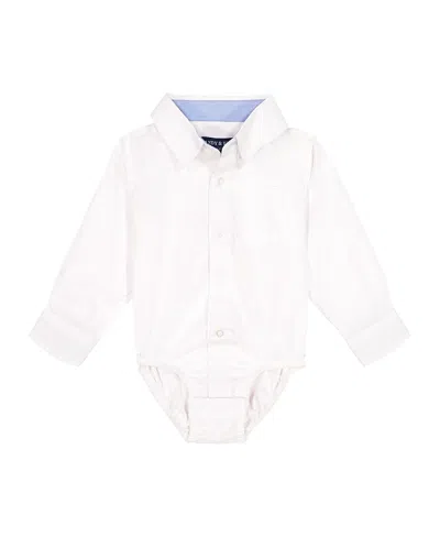 Andy & Evan Boys' Poplin Button-down Shirtzie - Baby In Pink