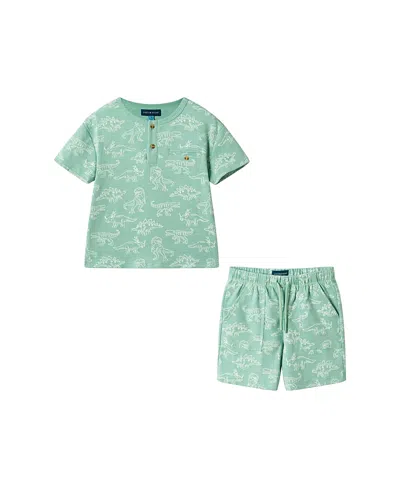 Andy & Evan Boys' Printed Henley Set - Little Kid In Blue
