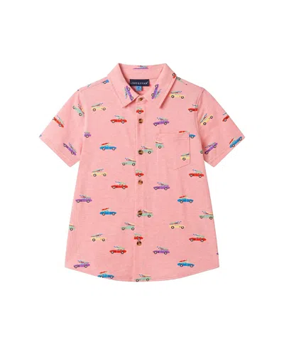 Andy & Evan Boys' Printed Knit Buttondown Shirt - Little Kid In Pink