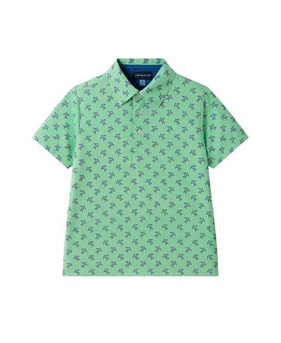Andy & Evan Boys' Printed Synthetic Polo - Little Kid In Green
