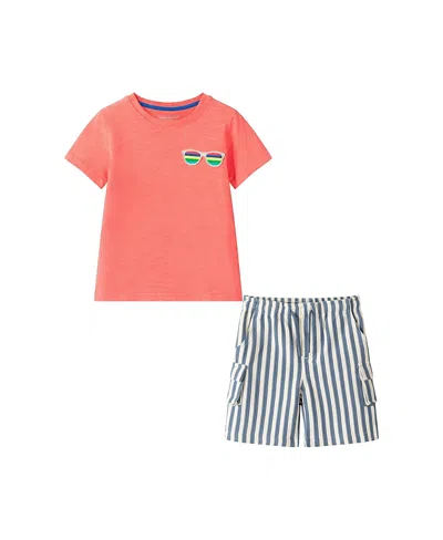 Andy & Evan Boys' Short Sleeve Tee & Quilted Short Set - Little Kid In Multi