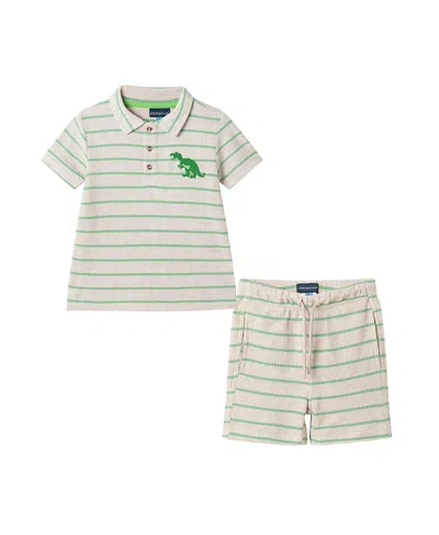 Andy & Evan Boys' Striped Waffle Polo Set - Little Kid In Gray