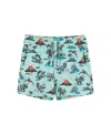 Andy & Evan Boys' Surfing Dinosaur Boardshorts - Little Kid, Big Kid In Blue Surf