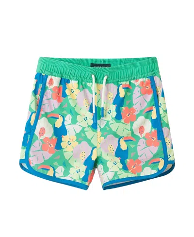 Andy & Evan Boys' Toucan Floral Swim Trunk - Little Kid In Green