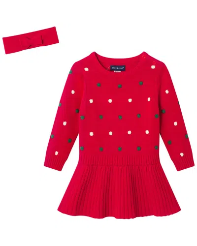 Andy & Evan Kids' Bubble Sweater/rib Knit 2fer Dress In Red