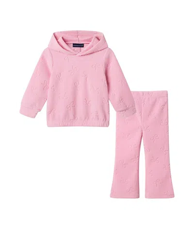 Andy & Evan Burnout Plush Hoodie Set In Pink