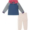 Andy & Evan Button-up Bodysuit, Pants & Bow Tie Set In Blue