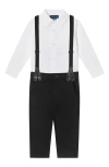 Andy & Evan Button-up Shirt, Suspenders, Pants & Bow Tie Set In White