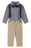 Andy & Evan Button-up Shirt, Suspenders, Pants & Bow Tie Set In Blue