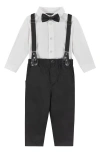 Andy & Evan Button-up Shirt, Suspenders, Pants & Bow Tie Set In Black